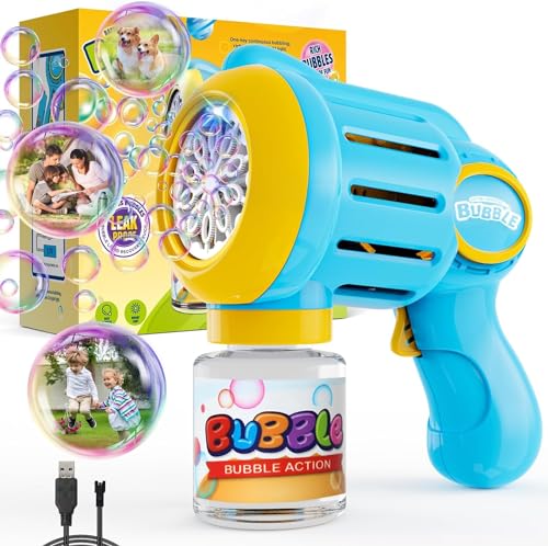 Bombble Seifenblasenpistole, Seifenblasenmaschine Kinder 10000 Blasen/Min mit 90ML Seifenblasenlösung und Akku, Seifenblasenspielzeug Outdoor Geschenk für Kinder/Geburtstag/Party, Bubble Gun Kid Toys Bombble Seifenblasenpistole, Seifenblasenmaschine Kinder 10000 Blasen/Min mit 90ML Seifenblasenlösung und Akku, Seifenblasenspielzeug Outdoor Geschenk für Kinder/Geburtstag/Party, Bubble Gun Kid Toys von Bombble