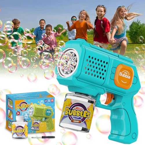 Bombble Seifenblasenpistole für Kinder, Seifenblasenmaschine 10000 Blasen/Min mit Seifenblasenlösung, Seifenblasenspielzeug Outdoor Geschenk für 3456789 Jahre Kinder/Geburtstag/Party (101-Green) von Bombble