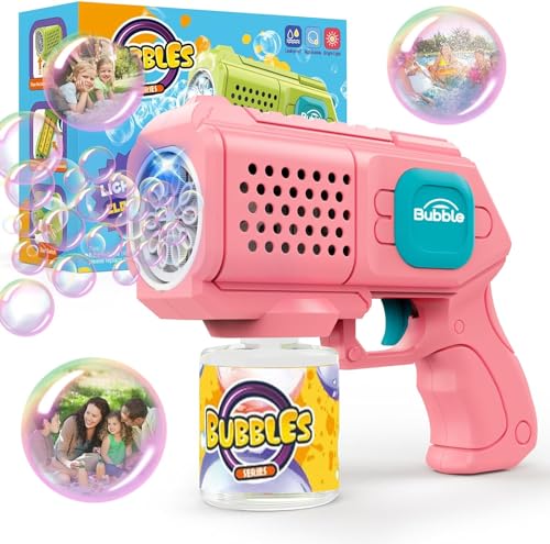 Bombble Seifenblasenpistole für Kinder, Seifenblasenmaschine Kinder 10000+Blasen/Min mit Seifenblasenlösung,Seifenblasenspielzeug Geschenk für Kinder/Geburtstag/Party, Bubble Gun (101-Rosa) von Bombble