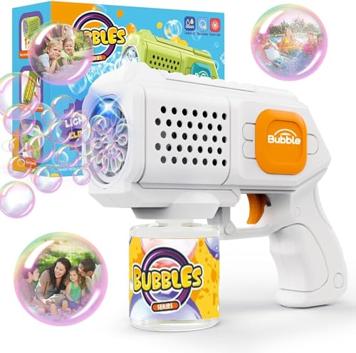 Bombble Seifenblasenpistole für Kinder, Seifenblasenmaschine Kinder 10000+Blasen/Min mit Seifenblasenlösung,Seifenblasenspielzeug Geschenk für Kinder/Geburtstag/Party, Bubble Gun (Pink) (101-White) von Bombble