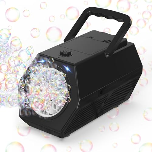 Bommble Automatische Seifenblasenmaschine, tragbar, für 10.000 + Blasen/min, Seifenblasenmaschine mit 240 ml Tank, romantisch, Hochzeit/Geburtstagsgeschenk/Party (schwarz) von Bombble