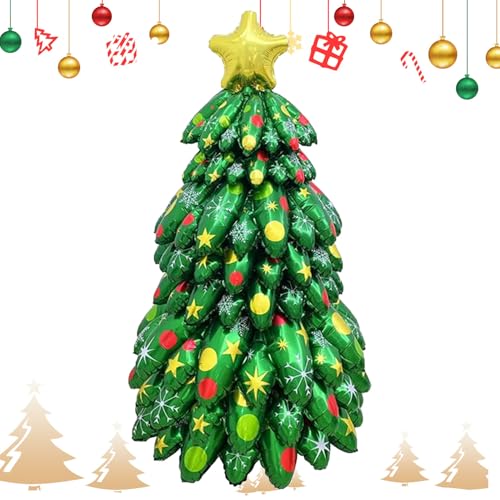 Bomefoi Weihnachtsballon-Dekorationen, 130 cm großer aufblasbarer Weihnachtsbaum-Ballon, Neuheit, Spielzeug, soziale Gefälligkeiten für Familientreffen, Feiern, Zuhause, Party, Einzelhandel von Bomefoi