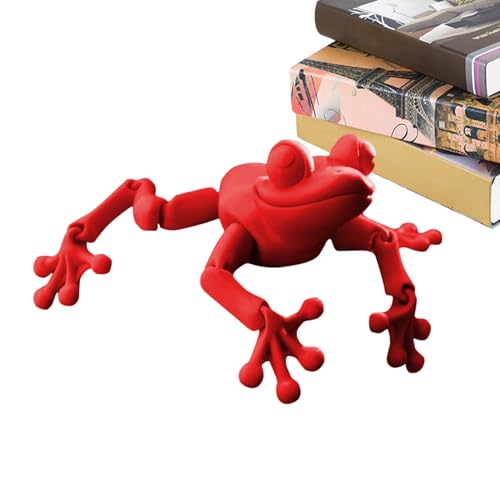 BommFu 3D-gedrucktes Spielzeug Frosch,3D-gedrucktes Spielzeug, Gelenkspielzeug mit beweglichen Gelenken, Drehbares Froschspielzeug, Schreibtischspielzeug für Kinder, Zappelfrosch 3D-gedruckt, von BommFu