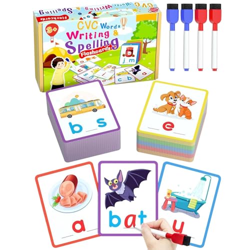 BommFu Buchstabierspielzeug, Vorschule Lernspiele, Lernkarten-Set Für Leseanfänger Kindergarten Vorschule Grundschule Zuhause Kinder 3–6 Jahre BommFu Buchstabierspielzeug, Vorschule Lernspiele, Lernkarten-Set Für Leseanfänger Kindergarten Vorschule Grundschule Zuhause Kinder 3–6 Jahre von BommFu