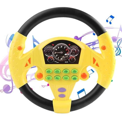BommFu Lenkrad Kinder Spielzeug | Copilot Lenkrad Mit 360° Rotation | Spielzeug Lenkrad Für Auto Beifahrer | Fahrsimulator Lernspielzeug Geschenk Für Kinder - Interaktives Lenkrad Lernspielzeug von BommFu