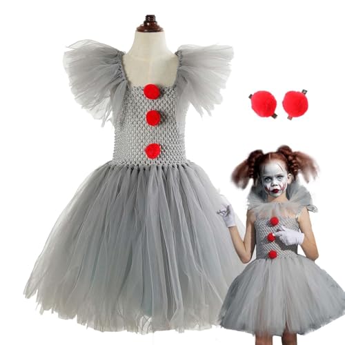 BommFu Mädchen Clo-wn Cosplay Ko-stüm | Halloween Ko-stüm Kinder Horror Clo-wn Mädchen | Horror Ko-stüm Kinder M-it Roter Haarnadel - Für Cosplay Outfits, Requisiten,Karneval,Halloween BommFu Mädchen Clo-wn Cosplay Ko-stüm | Halloween Ko-stüm Kinder Horror Clo-wn Mädchen | Horror Ko-stüm Kinder M-it Roter Haarnadel - Für Cosplay Outfits, Requisiten,Karneval,Halloween von BommFu