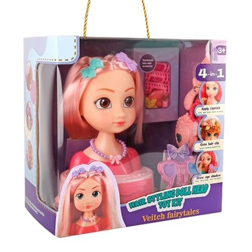 BommFu Mädchen Friseursalon Spielzeug - Puppenkopf Styling-Set mit Schmink-Kosmetik - Interaktives Hairstyling Styling-Spielzeug Für Kindergarten Reisen Schule BommFu Mädchen Friseursalon Spielzeug - Puppenkopf Styling-Set mit Schmink-Kosmetik - Interaktives Hairstyling Styling-Spielzeug Für Kindergarten Reisen Schule von BommFu