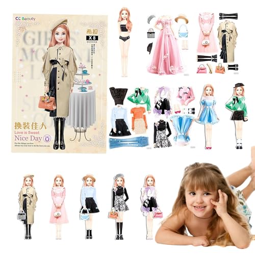 BommFu Magnetische Anziehpuppe Mit Outfits | Tragbares Magnetisches Anziehpuzzle Ohne Grate | Anziehpuppe Aus Papier | Magnetische Papierpuppen - Magnetische Anziehpuppen Für Mädchen von BommFu