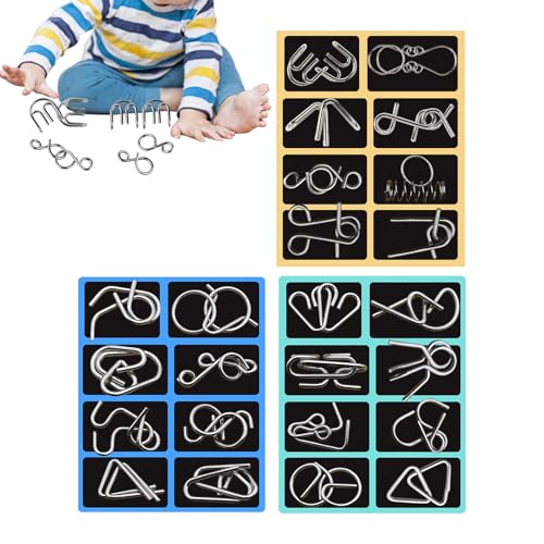 BommFu Metall Draht Puzzle Set | 24 Teile Geduldspiele Für Erwachsene Rätsel | Intelligenz Spielzeug, Partyspiele Für Familien Mädchen Jugendliche Frauen Männer Kinder Töchter Söhne Schüler BommFu Metall Draht Puzzle Set | 24 Teile Geduldspiele Für Erwachsene Rätsel | Intelligenz Spielzeug, Partyspiele Für Familien Mädchen Jugendliche Frauen Männer Kinder Töchter Söhne Schüler von BommFu