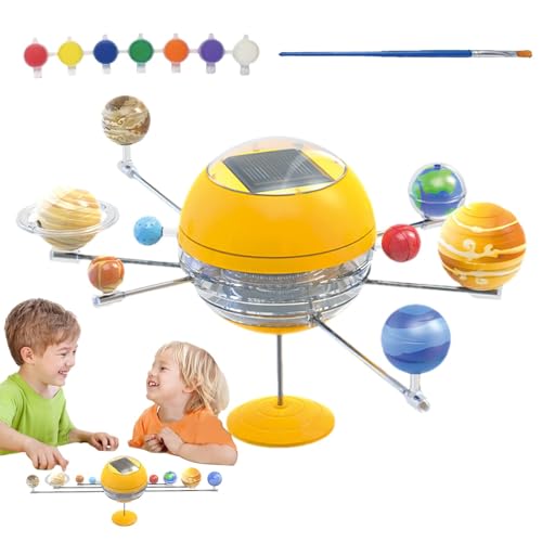 BommFu Planetenmodellbausatz des Sonnensystems, Sonnensystemmodell für Kinder | Pädagogische Planeten-Bälle-Spielzeuge,Mechanisches Kraftmodell mit 8 Planeten STEM, Heimdekorationsmodell DIY bemalt von BommFu