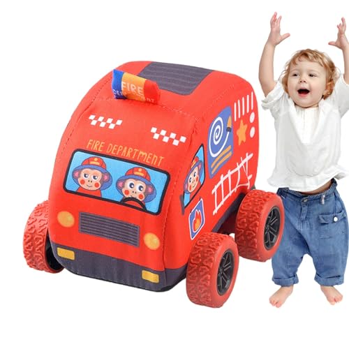 BommFu Spielzeug zum Zurückziehen von Fahrzeugen,Mini-Pull-Back-Trucks - -Cartoon-Autos und Lastwagen - Reibungskraft-Soft-Fahrzeuge zum Zurückziehen von Autos für Kleinkinder im Alter von 1–3 von BommFu