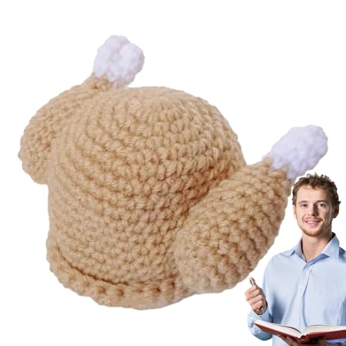 BommFu Thanksgiving-Hut mit geröstetem Truthahn,Hut mit geröstetem Truthahn - Neuartige gestrickte Türkei-Kopfbedeckung, Cosplay-Kappen,Thanksgiving-Huhn-Kopfbedeckung, atmungsaktive von BommFu