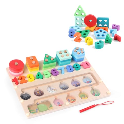 BommJokker magnetspiel Labyrinth Montessori Spielzeug ab 3 Jahre, Sortier- & Stapelspielzeug Steckpuzzle Kinderspielzeug Busy Board Lernen Sortierspiel Magnete Kinder lernspiele (TY1003-BB) von BommJokker