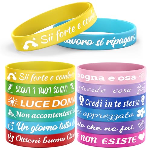 Bomtop 12 Stück Silikonarmband mit Motivationssprüchen, Gadget für Kinder, Armbänder für Kinder, Geschenke zum Ende der Geburtstagsfeier, Geschenke für Alunn Kinder Teenager Verbindung Weihnachten Bomtop 12 Stück Silikonarmband mit Motivationssprüchen, Gadget für Kinder, Armbänder für Kinder, Geschenke zum Ende der Geburtstagsfeier, Geschenke für Alunn Kinder Teenager Verbindung Weihnachten von Bomtop