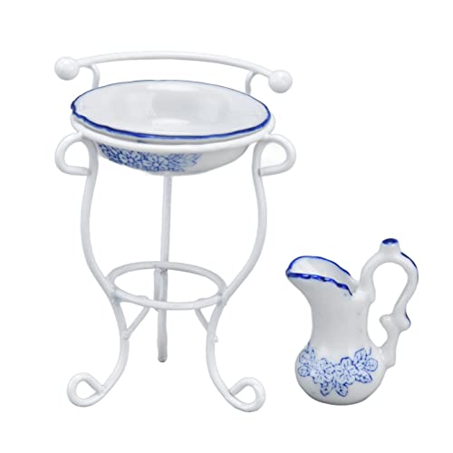 1:12 Doll House Washbeer Set Miniatur Bad Accessoires Metall Keramik Dollhouse Waschbeasin Ständer mit Wasserkocher und Becken für Puppenhausliebhaber 1:12 Doll House Washbeer Set Miniatur Bad Accessoires Metall Keramik Dollhouse Waschbeasin Ständer mit Wasserkocher und Becken für Puppenhausliebhaber von Bonbela