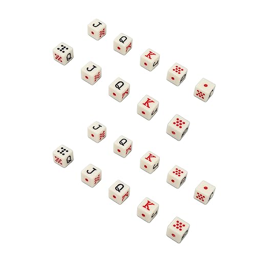 20pcs Spanische Pokerwürfel 6 -Seiten -Square JQK Dice Plastic Table Game Dice Set Gelb, Wirkungsbeständig, Klare Punkte, Brettspiele mit Spanischer Pokerwürfel für EIN von Bonbela