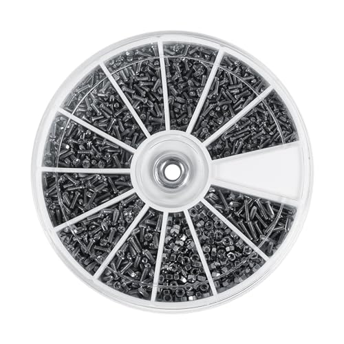 Bonbela 600 Stück 12 Arten von Kleinen Schrauben Muttern Sortiment Kit M1 M 1,2 M 1,4 M 1,6 Uhren Glanz Reparatur Werkzeug Zubehör von Bonbela