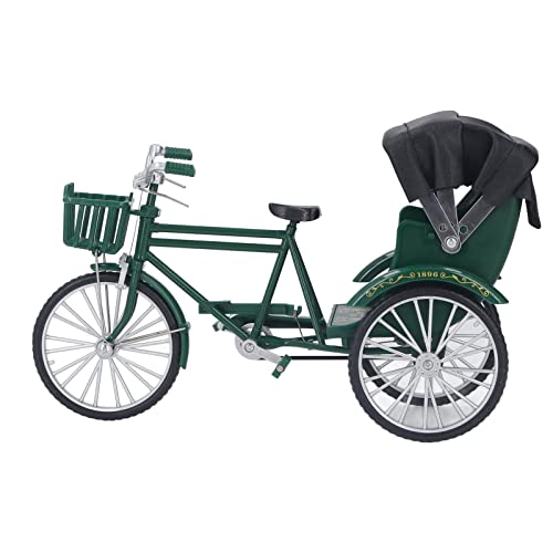 Bonbela 3 Rad Rikscha Modell - Kleines Kompaktes Dekoratives Interessantes Rikscha -Modelllegierung Glänzendes Aussehen Süßes Retro Design für Zuhause (Grün) von Bonbela