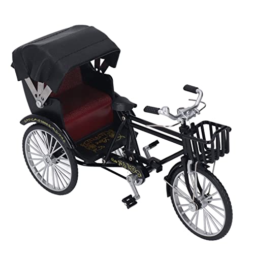 Bonbela 3 Rad Rikscha Modell - Kleines Kompaktes Dekoratives Interessantes Rikscha -Modelllegierung Glänzendes Aussehen Süßes Retro Design für Zuhause (Schwarz) von Bonbela