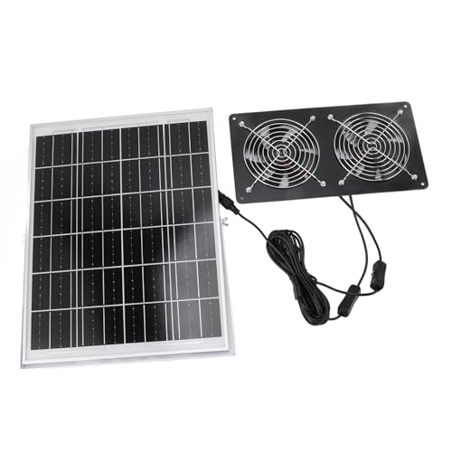 Bonbela 30W Solar Dual -Lüfter -Kit mit Verbesserten Klingen, Aluminiumrahmen, ABS Abdeckung, 2200 U/Min für Kleine Räume, Solarantriebs Lüfterkit von Bonbela