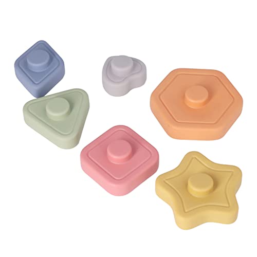 Bonbela 6 PCs Soft Stacking Towers Niedliche Verschiedene Formen Farbenfrohe Bildungslerngebäude -Turm für Babys von Bonbela