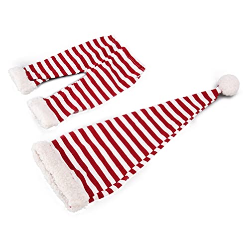 Bonbela Baby-Foto-Outfit Neugeborene Fotografie Requisiten Cotton Rot Weiße Streifenhut Shorts Set mit Weihnachtsthema für Mädchen 0-2 Monate (Hut + Shorts) von Bonbela