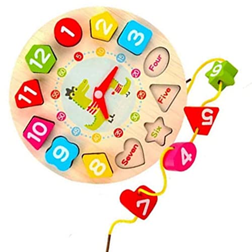 Bonbela Geometrische Bausteine ​​hölzerne Frühe Bildung Digitale Stringblöcke für Baby von Bonbela