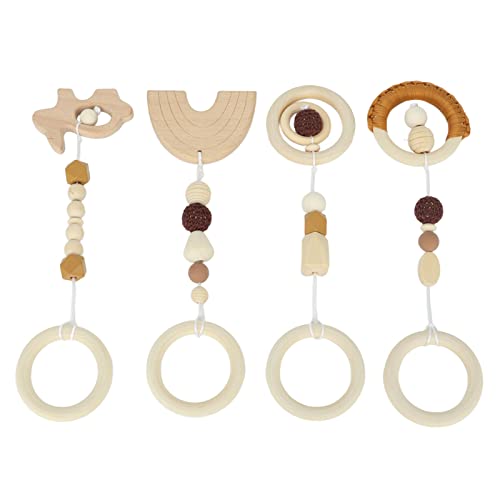 Bonbela Hölzerne Hängespielzeug Babyspiel -Fitnessstudio Kinderwagen Anhänger Spielzeug für Kleinkinder Säuglinge mit Bio -Buchenmaterial Sicher für Motorische Fähigkeiten (#3) von Bonbela