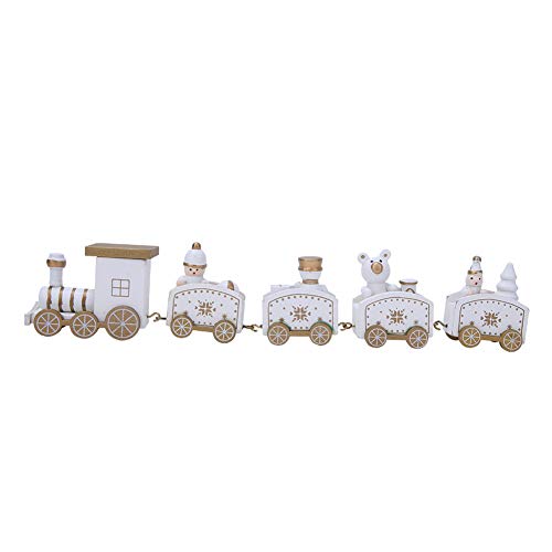 Bonbela Hölzerner Magnetischer Zugset Spielzeug für Kinder 3+ Weihnachtsdekoration mit Leuchtenden Farben Safe Glatte Kanten (5 Abschnitte von Weiß) von Bonbela
