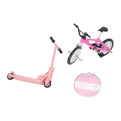 Bonbela Miniatur -Fahrrad -Roller Helm mit Realistischer Hochsimulation Garten Dekor Dollhouse Bike Scooter Helm Set (Rosa) von Bonbela