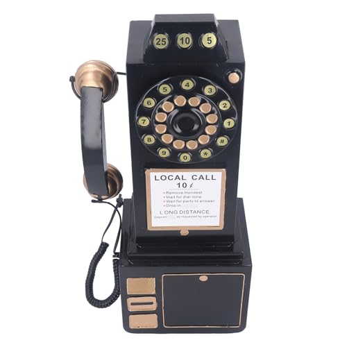 Bonbela Vintage Telefon Modell Dekoratives Zifferblatt Festnetz-Telefon Spielzeug Retro Wand Montiertes Eisen Antikes Telefon mit Vintage Design für Wohnzimmer Schlafzimmer Büro von Bonbela