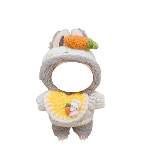 Puppenkleidungs-Set (Puppe nicht im Lieferumfang enthalten), 3-teiliges handgefertigtes Häkelpuppenkleidung, stilvolles Häkeloutfit mit Zubehör, handgehäkelter Mütze, Pullover, Tasche (Hase) von Bonbela