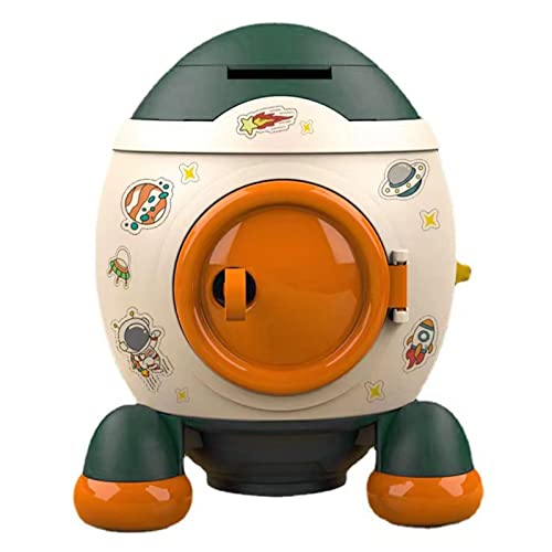 Space Rocket Piggy Bank für Kindersparungen Cartoon Space Rocket Piggy Bank Geld Bank Geld Sparen Jar Boys Mädchen (Morandi Green) von Bonbela