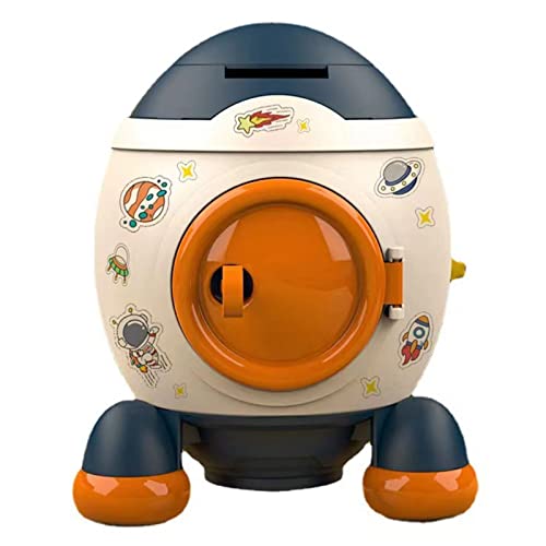 Space Rocket Piggy Bank für Kindersparungen Cartoon Space Rocket Piggy Bank Geld Bank Geld Sparen Jar Boys Mädchen (Morandi blau) von Bonbela