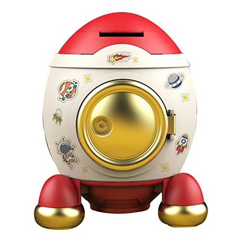 Space Rocket Piggy Bank für Kindersparungen Cartoon Space Rocket Piggy Bank Geld Bank Geld Sparen Jar Boys Mädchen (Romantisches rosa Gold) von Bonbela