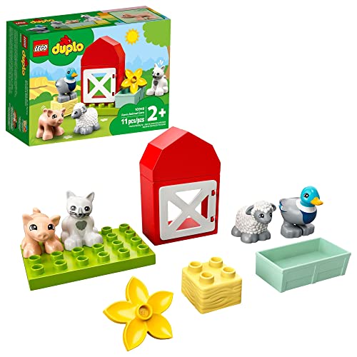 LEGO DUPLO Town Farm Animal Care 10949 Imaginative Build-and-Play Toy for Toddlers; Buildable Farm Playset with 4 Animal Figures – a Duck Toy, Cat Figure, Pig Toy and Sheep Toy, New 2021 (11 Pieces) von LEGO