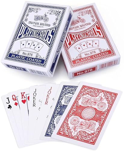 Boncy® Hochwertige Spielkarten - 2 Sets - Rot & Blau Kartenspiel - Kunststoff beschichtete Karten - Spielkarten Pokerkarten - Spielkarten für Poker von Boncy