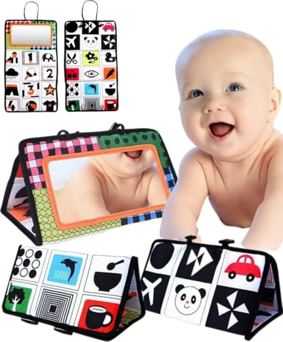 Boncy® Knisterbuch Baby - Spiegel Spielzeug - Tummy Time - Bauchliege Trainer - Montessori Broschüren erstes Jahr 0 1 2 - Buch 6 Monate - Babybuch - Babyspielzeug von Boncy