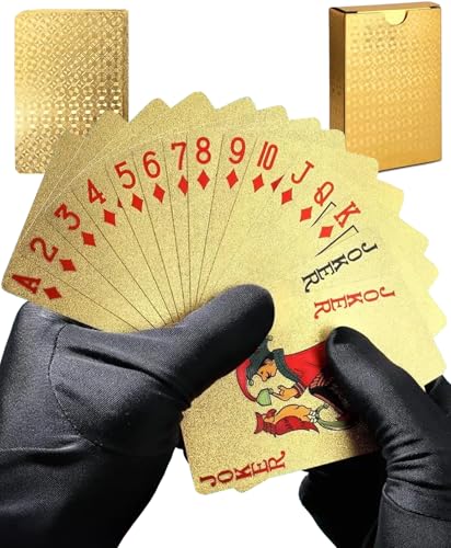 Boncy® Luxus Spielkarten - Gold Kartenspiel - 100% Kunststoff & Wasserdicht Karten - Spielkarten Pokerkarten - Spielkarten für Poker von Boncy