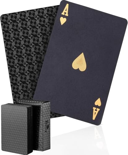 Boncy® Luxus Spielkarten - Schwarzes Kartenspiel - 100% Kunststoff & Wasserdicht Karten - Spielkarten Pokerkarten - Spielkarten für Poker von Boncy