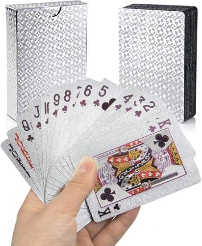 Boncy® Luxus Spielkarten - Silber Kartenspiel - 100% Kunststoff & Wasserdicht Karten - Spielkarten Pokerkarten - Spielkarten für Poker von Boncy
