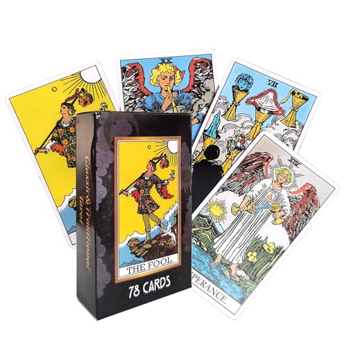 Klassischen Tarotkarten für Anfänger - 78 Card Karten für Schicksals Weissagung, Englisch Tarot Cards Set für Partyspiele Kartenspiele, geheimnisvolles Geschenk für Freund von Bonhoom