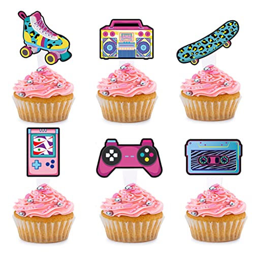 24 Stück Rollschuh-Radios Skateboards Spielkonsolen bedruckte Papierschnitte Cupcake-Topper für Unterhaltung, Themenparty, Geburtstag, Hochzeit, Babyparty, Jahrestag, Party, Kuchen, Dessert, 24 Stück Rollschuh-Radios Skateboards Spielkonsolen bedruckte Papierschnitte Cupcake-Topper für Unterhaltung, Themenparty, Geburtstag, Hochzeit, Babyparty, Jahrestag, Party, Kuchen, Dessert, von BoningNEW