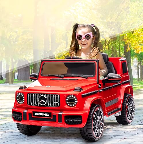 Bonnlo Mercedes-Benz G63 AMG 12V Ferngesteuertes Auto ab 3 Jahre mit 2,4G Fernbedienung, Kinder Elektroauto, Elektrofahrzeuge mit Musikfunktion, 1-Sitzer, 3 Geschwindigkeitsmodi, Rot Bonnlo Mercedes-Benz G63 AMG 12V Ferngesteuertes Auto ab 3 Jahre mit 2,4G Fernbedienung, Kinder Elektroauto, Elektrofahrzeuge mit Musikfunktion, 1-Sitzer, 3 Geschwindigkeitsmodi, Rot von Bonnlo