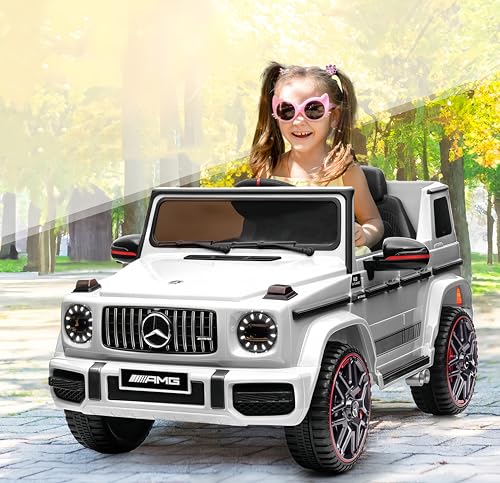 Bonnlo Mercedes-Benz G63 AMG 12V Ferngesteuertes Auto ab 3 Jahre mit 2,4G Fernbedienung, Kinder Elektroauto, Elektrofahrzeuge mit Musikfunktion, 1-Sitzer, 3 Geschwindigkeitsmodi, Weiß Bonnlo Mercedes-Benz G63 AMG 12V Ferngesteuertes Auto ab 3 Jahre mit 2,4G Fernbedienung, Kinder Elektroauto, Elektrofahrzeuge mit Musikfunktion, 1-Sitzer, 3 Geschwindigkeitsmodi, Weiß von Bonnlo