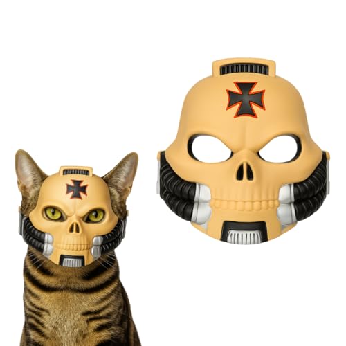 Bonpaw 3D-bedruckte Totenkopf-Maske für Katzen, starre Cosplay- und Halloween-Requisite, dekoratives Haustier-Kostüm-Zubehör, limitierte Auflage von Bonpaw