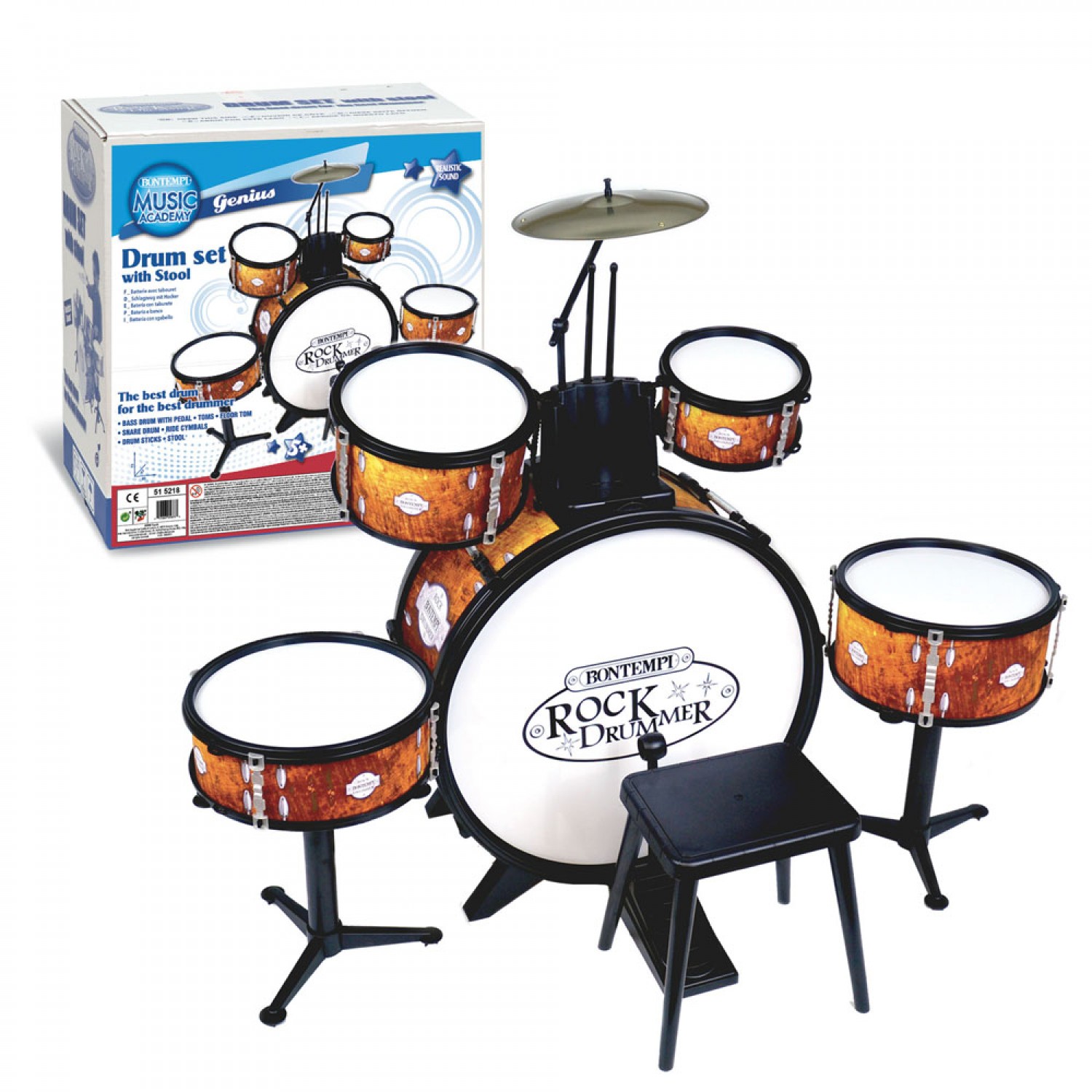 Batteria Bontempi 6 Elementi con Sgabello e Bacchette Arancione OUTLET von Bontempi