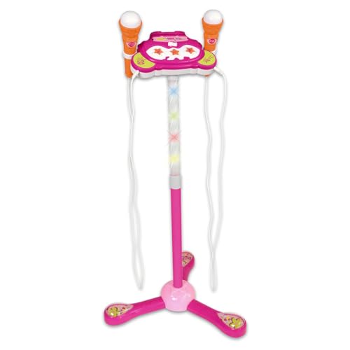 Bontempi - TwinStage Mic-Double Bühnenmikrofon mit MP3-Anschluss für atemberaubende Leistung, Rosa, 360 x 360 x 890 mm, 40 1472, Rosa B von Bontempi