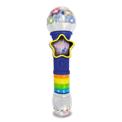 Bontempi 41 3020 GlowWave Mic-Drahtloses Mikrofon mit Lichteffekten und Sound für magische Performance, 265x70x70 mm, Mehrfarbig von Bontempi