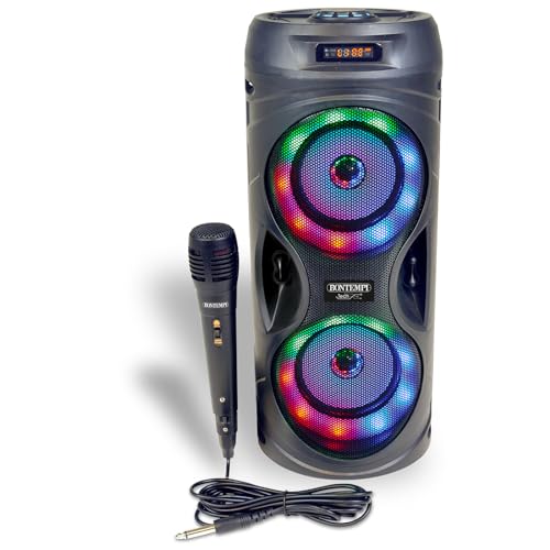 Bontempi | SonicSync - Drahtloser Verstärker Karaoke mit dynamischem Mikrofon, Lichteffekten, Bass- und Höhenregler, TWS und Echoeffekt, 41,4x18,8x18,8 cm Bontempi | SonicSync - Drahtloser Verstärker Karaoke mit dynamischem Mikrofon, Lichteffekten, Bass- und Höhenregler, TWS und Echoeffekt, 41,4x18,8x18,8 cm von Bontempi